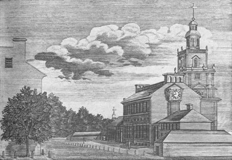 Independence Hall in Philadelphia, where the Continental Congress adopted and signed the Declaration of Independence